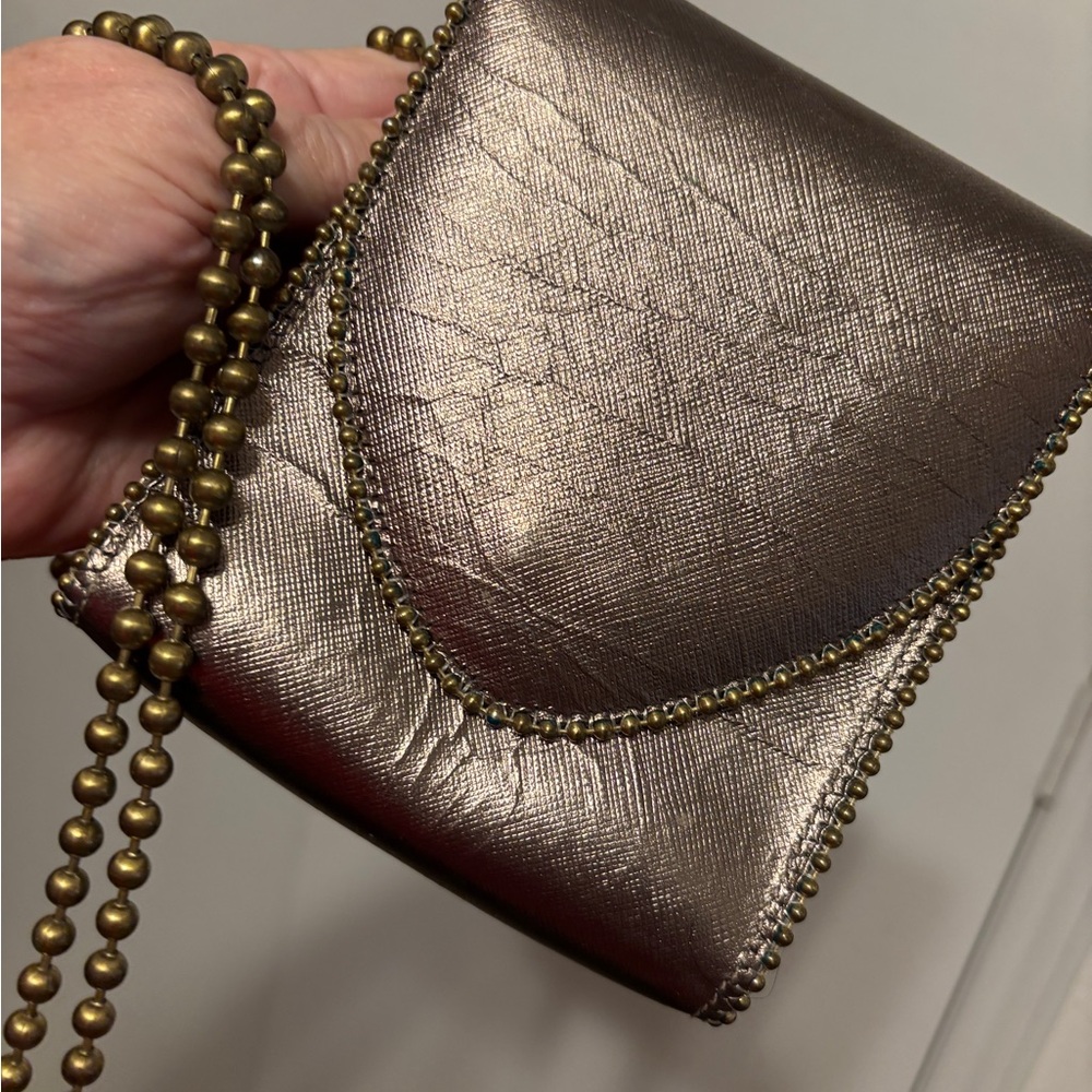 Chic Bronze Crossbody Bag with Chain